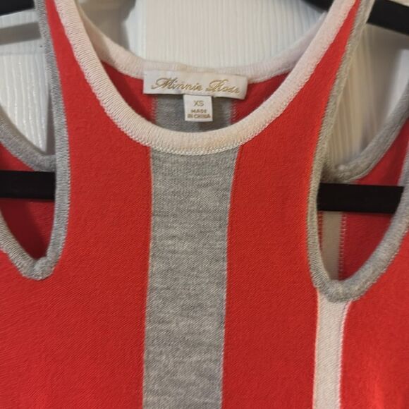 Minnie Rose Red, Gray & White Striped Knit Top - Size XS - Like New - Picture 5 of 5